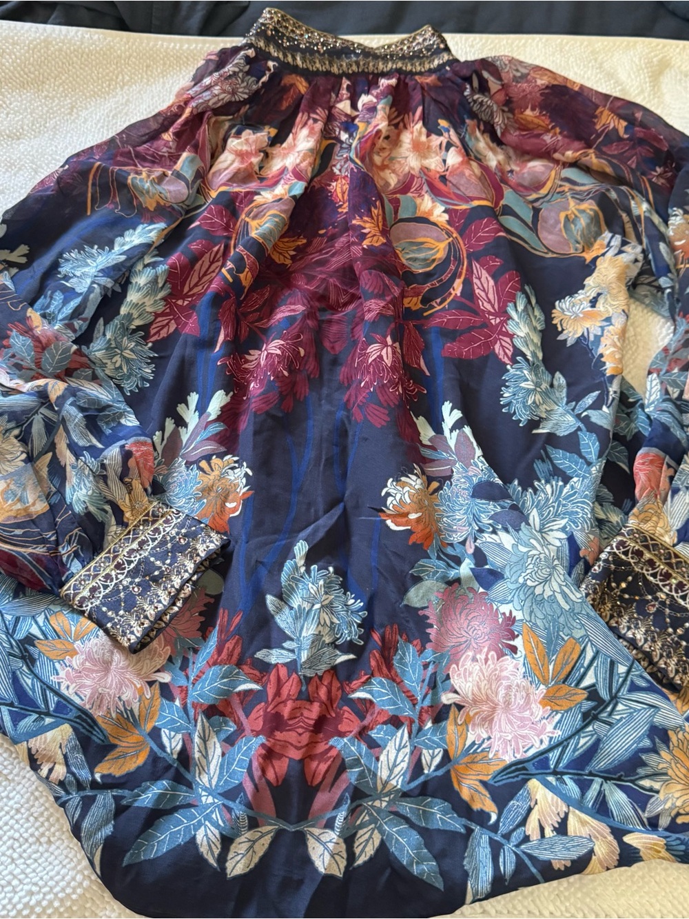 Camilla Raglan button up shirt in nouveau nights - Picture 6 of 8